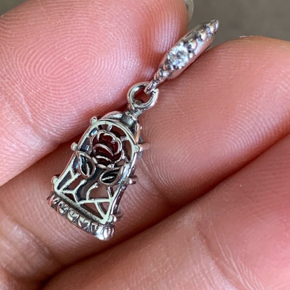 NWOT Disney Beauty & the Beast Enchanted Rose Dangle Charm Sterling Silver 925 - Picture 4 of 12